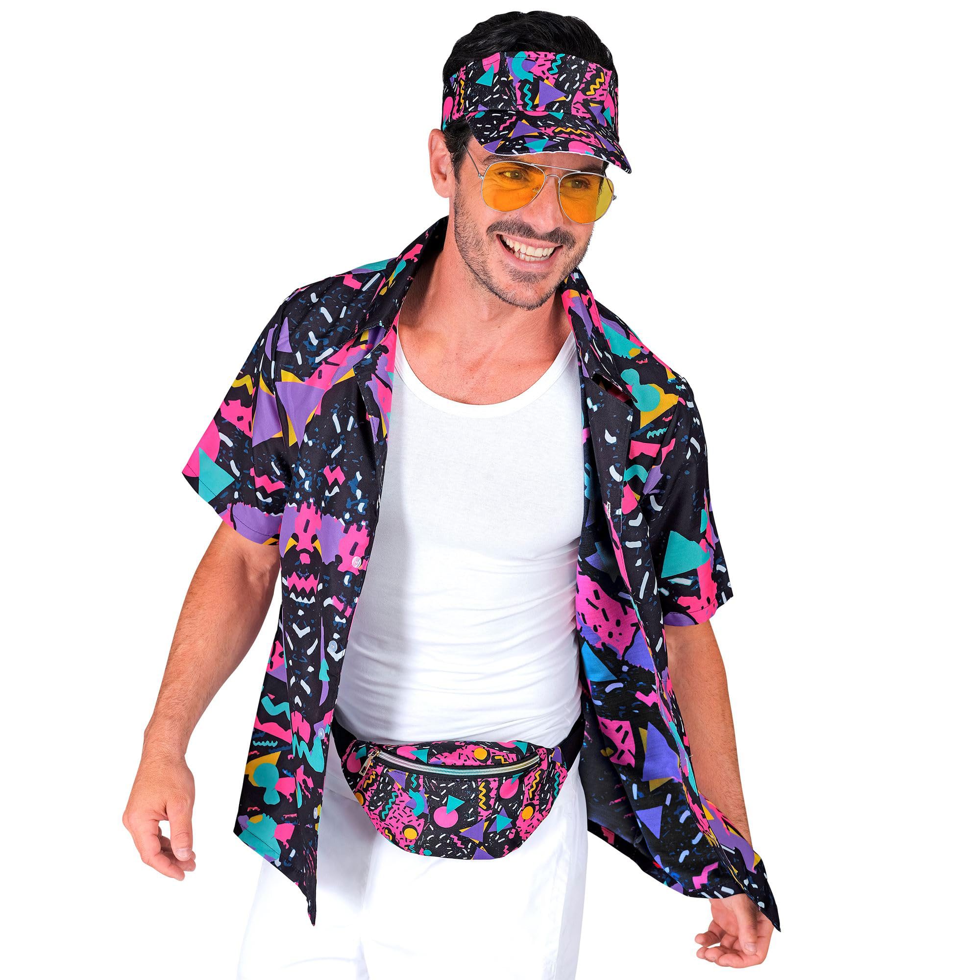 WIDMANN Sac Banane Et Casquette Années 80 Funky Fashion - Set Accessoires Carnaval Et Fêtes