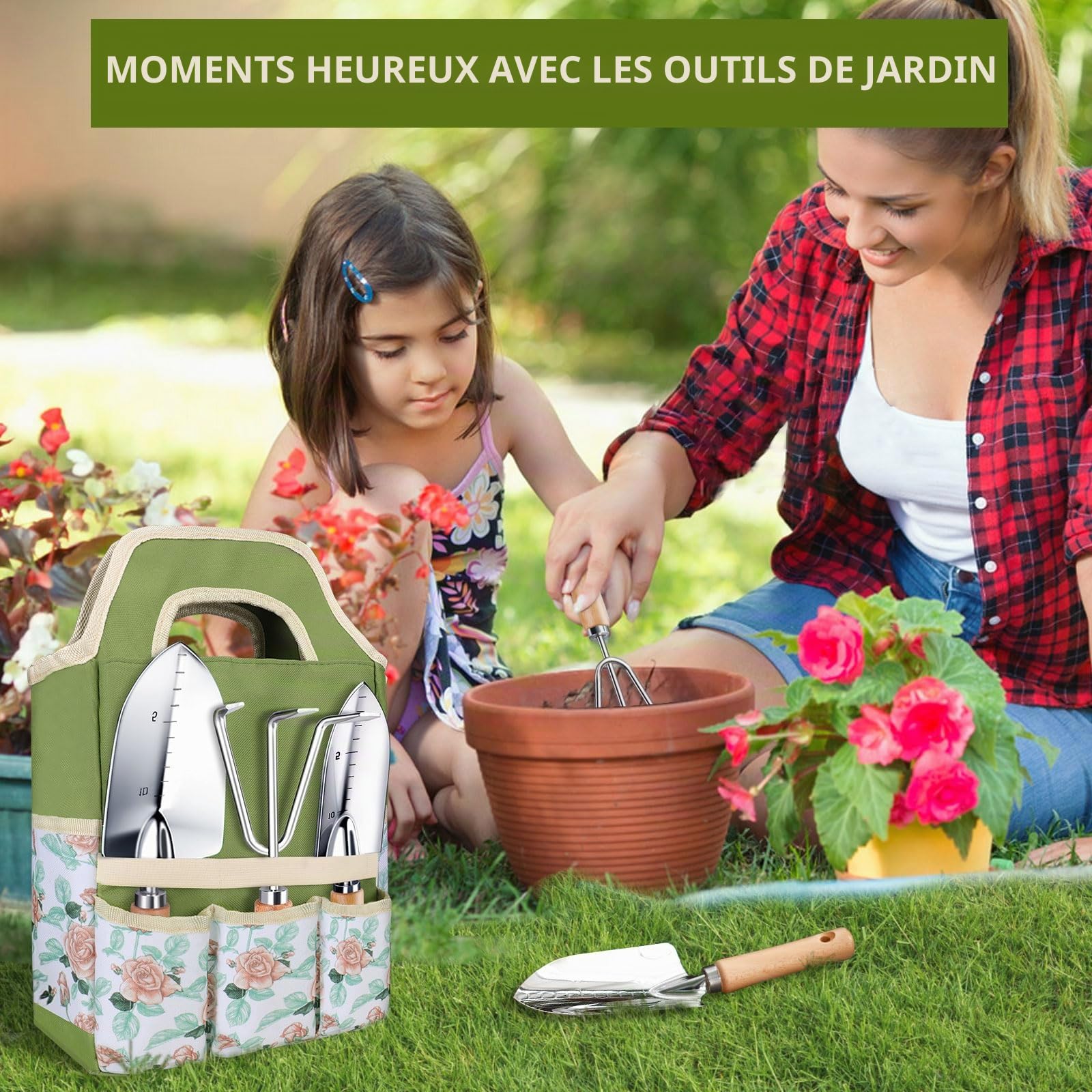 Kynup Kit de Jardinage 9 Pièces, Ensemble Outils de Jardin en Acier Inoxydable avec Manches en Bois Ergonomiques - Idéal pour la Plantation, Désherbage et Rempotage, Cadeau Pratique pour Jardiniers