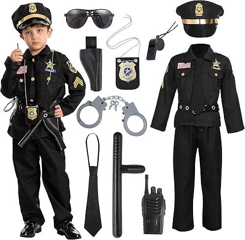 Miniatura 8 de Spooktacular Creations 14PCS Halloween Police Costume for Kids, Police Officer Costume for Boys, Toddler RolePlay Party