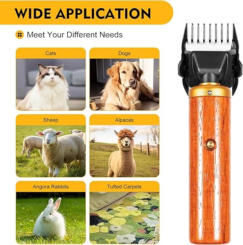 Miniatura 7 de Tijeras de oveja, cortadora eléctrica profesional de 55 W, kit de cortadora de aseo de animales para perros, gatos, cabras, alpaca, llamas, conejos