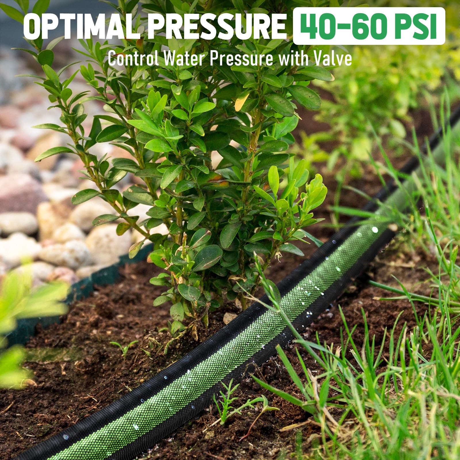 Tubo piatto per irrigazione a goccia, 30 m, per giardino e prati, 80% di risparmio idrico, con estremità in alluminio aeronautico anodizzato, flessibili a doppio strato (15 m x 2 pezzi)