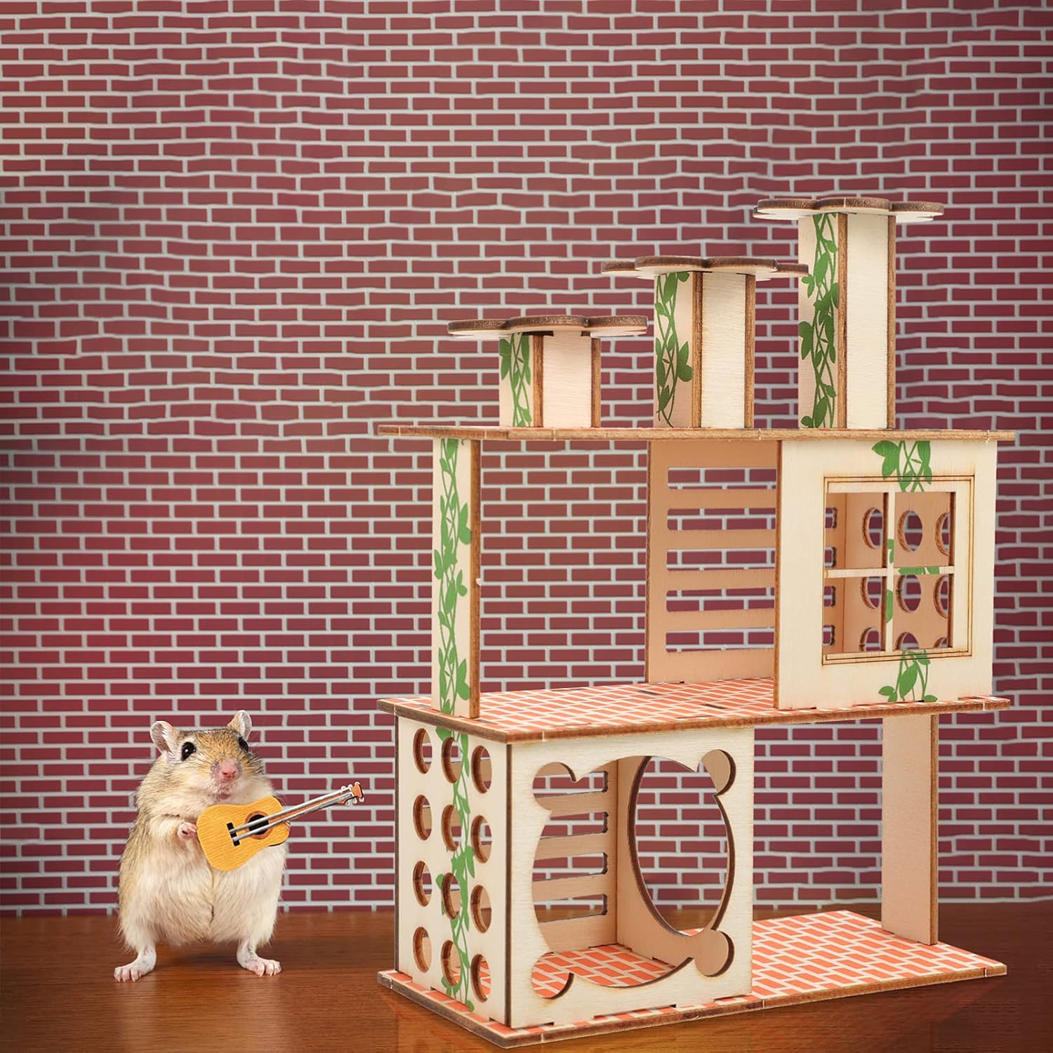 POPETPOP Small Animal Platform Set 2pcs Wooden Hamster Houses Climbing Toys Pet Habitat for Hamsters