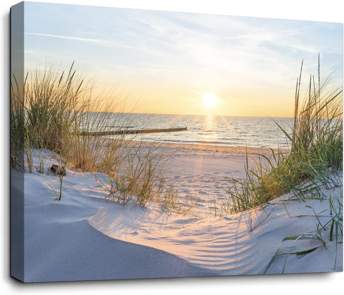 Beach Wall Decor Bathroom Decor Wall Art Canvas Wall Art, Ocean Decor Coastal Decor Wall Art for Bedroom Living Room Painting Picture Modern Artwork Wood Framed Wall Art Easy to Hang Size 12x16inches