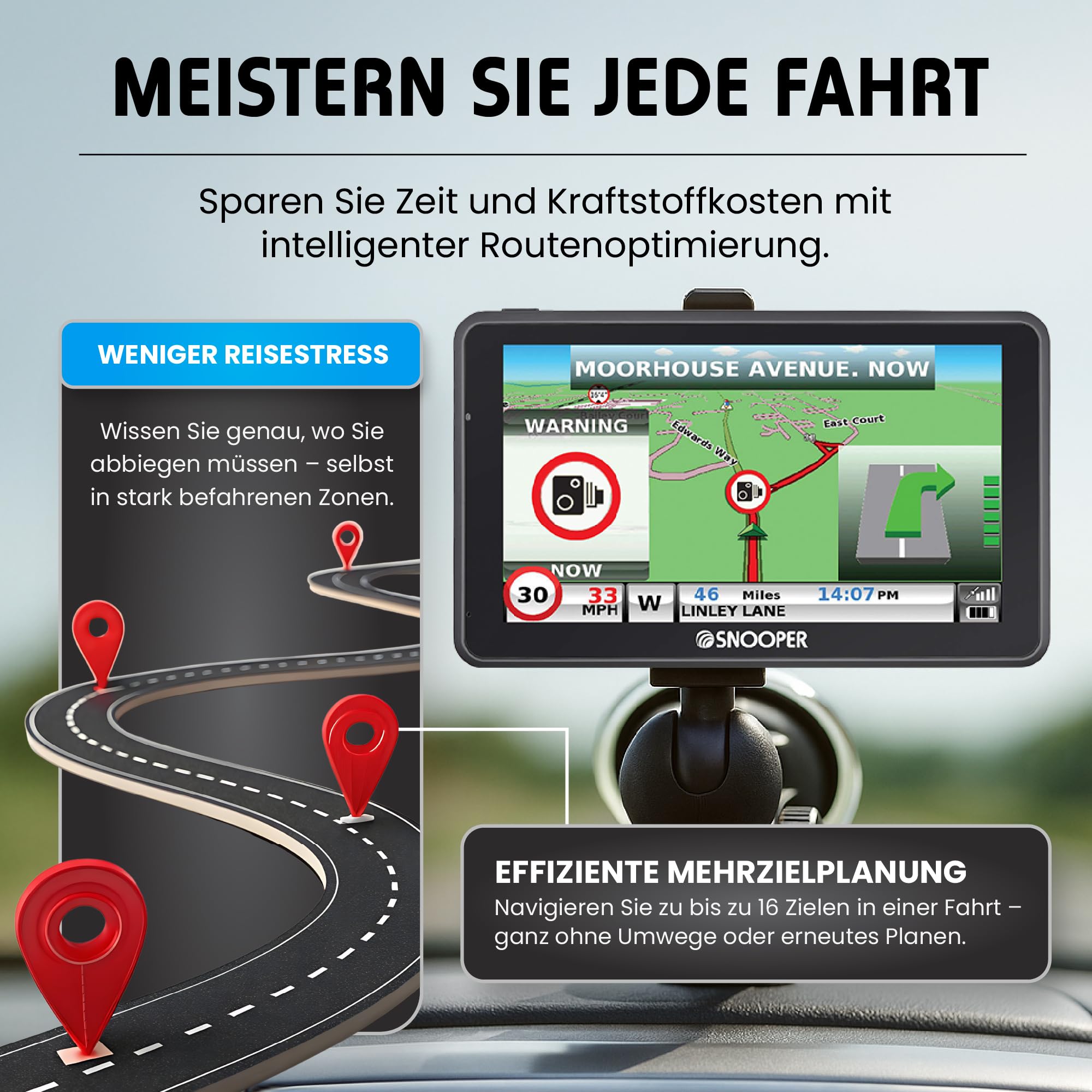 Snooper S6900 Truckmate EU LKW Navigationssystem mit aktiver Magnethalterung