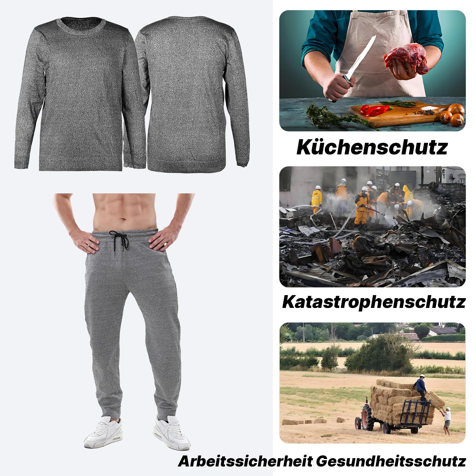 Stichsichere Kleidung(grau),Schutz-T-Shirts der Stufe 5, reißfest,Schnitt- und Stichschutz,Robustes Für Sicherheitsschutz,tägliches Pendeln,Patrouille im Dienst,Geschäftsreisen