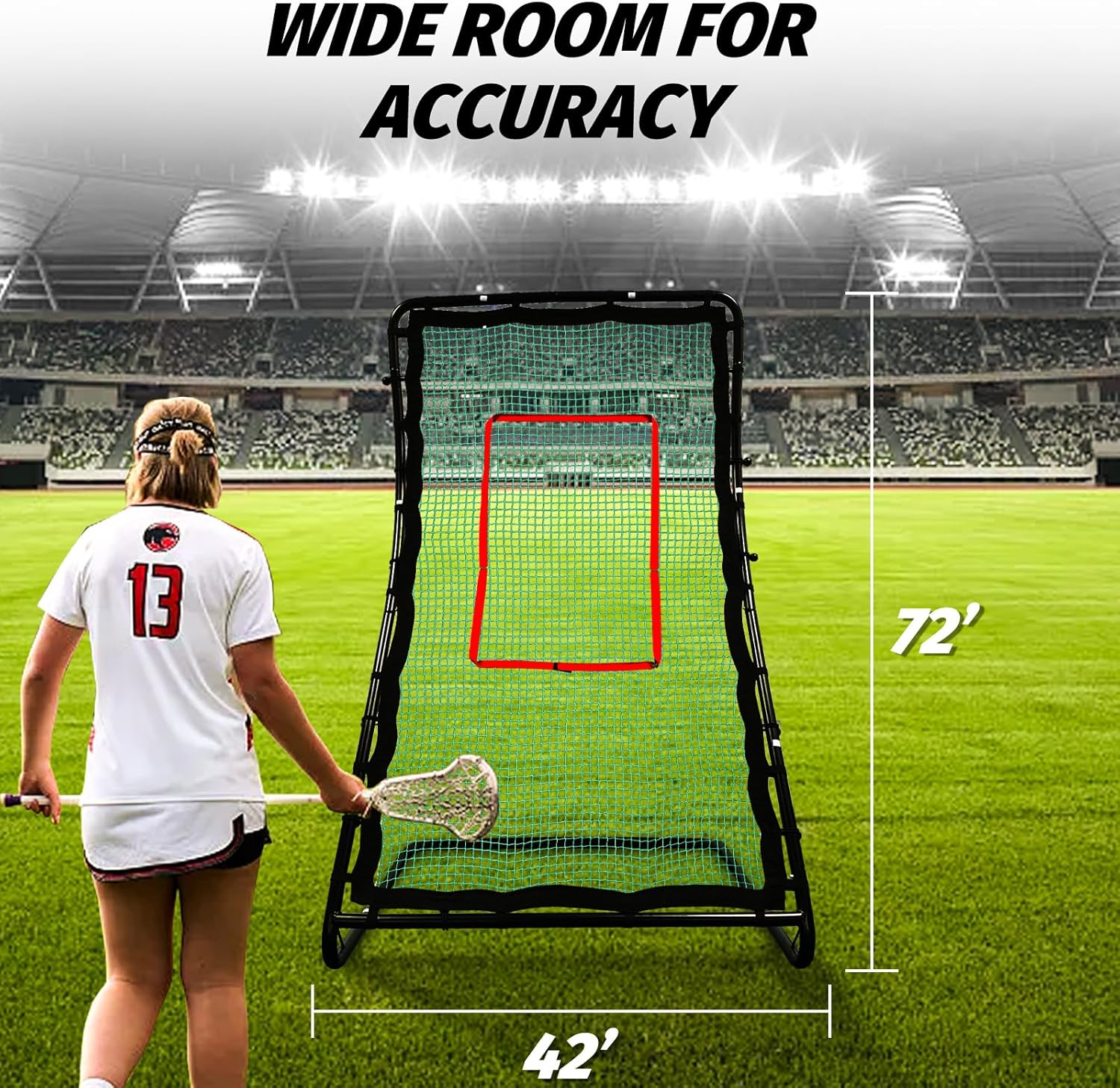 Kapler Baseball & Softball Rebounder - 42x72in Heavy-Duty Steel Frame & HDPE Net - Multi-Position Return Trainer for Backyard Sports Practice & Skill Training for Youth & Adult