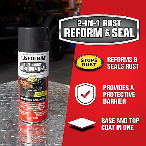 Miniatura 3 de Rust-Oleum 344713 Aerosol automotriz 2 en 1 para reforma y sellado de óxido, 12 onzas, negro plano