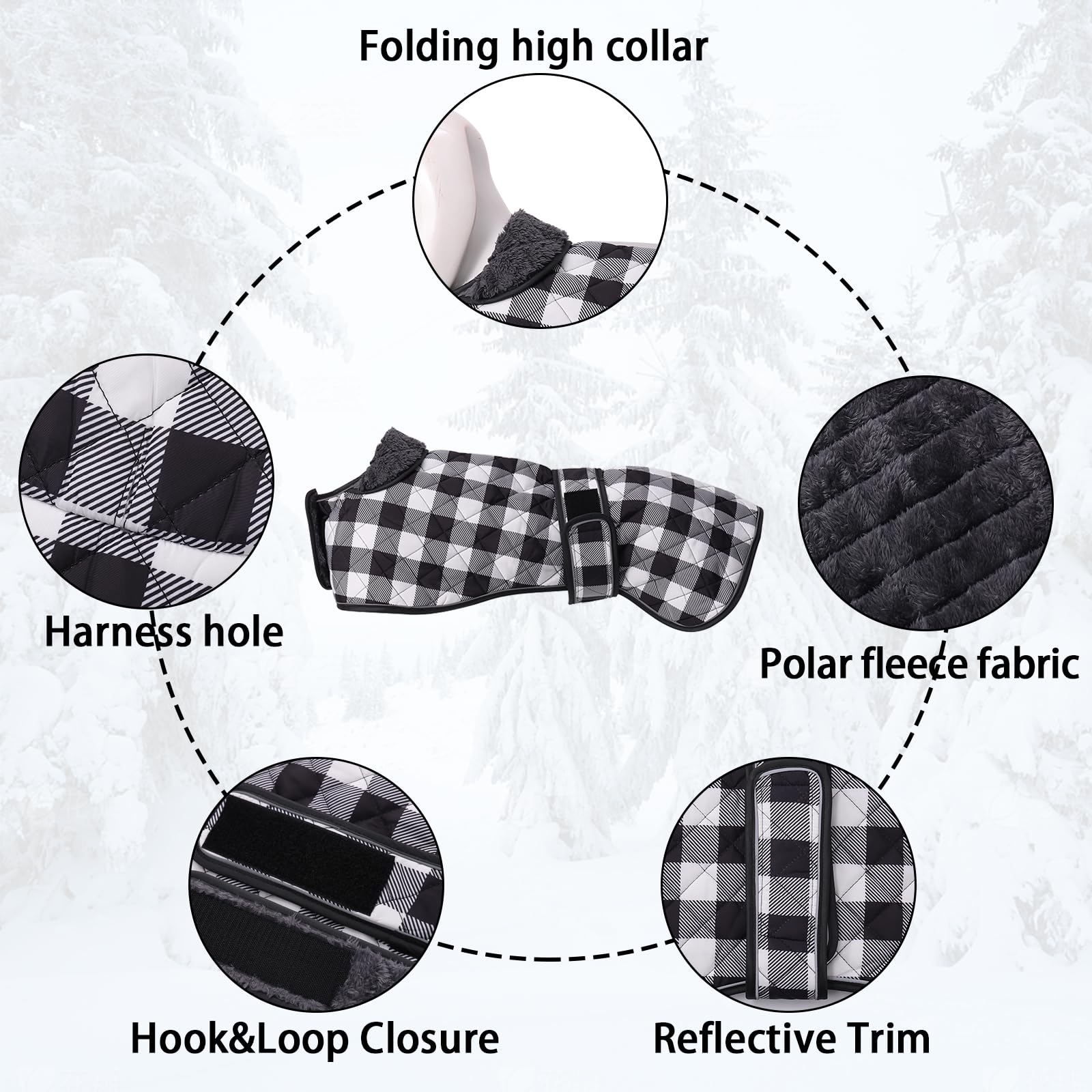 Geyecete Waterproof Greyhound Whippet Lurcher Coat - Warm Fleecy Lining, Adjustable Bands for Medium Large Dogs - Black - XS - Image 2