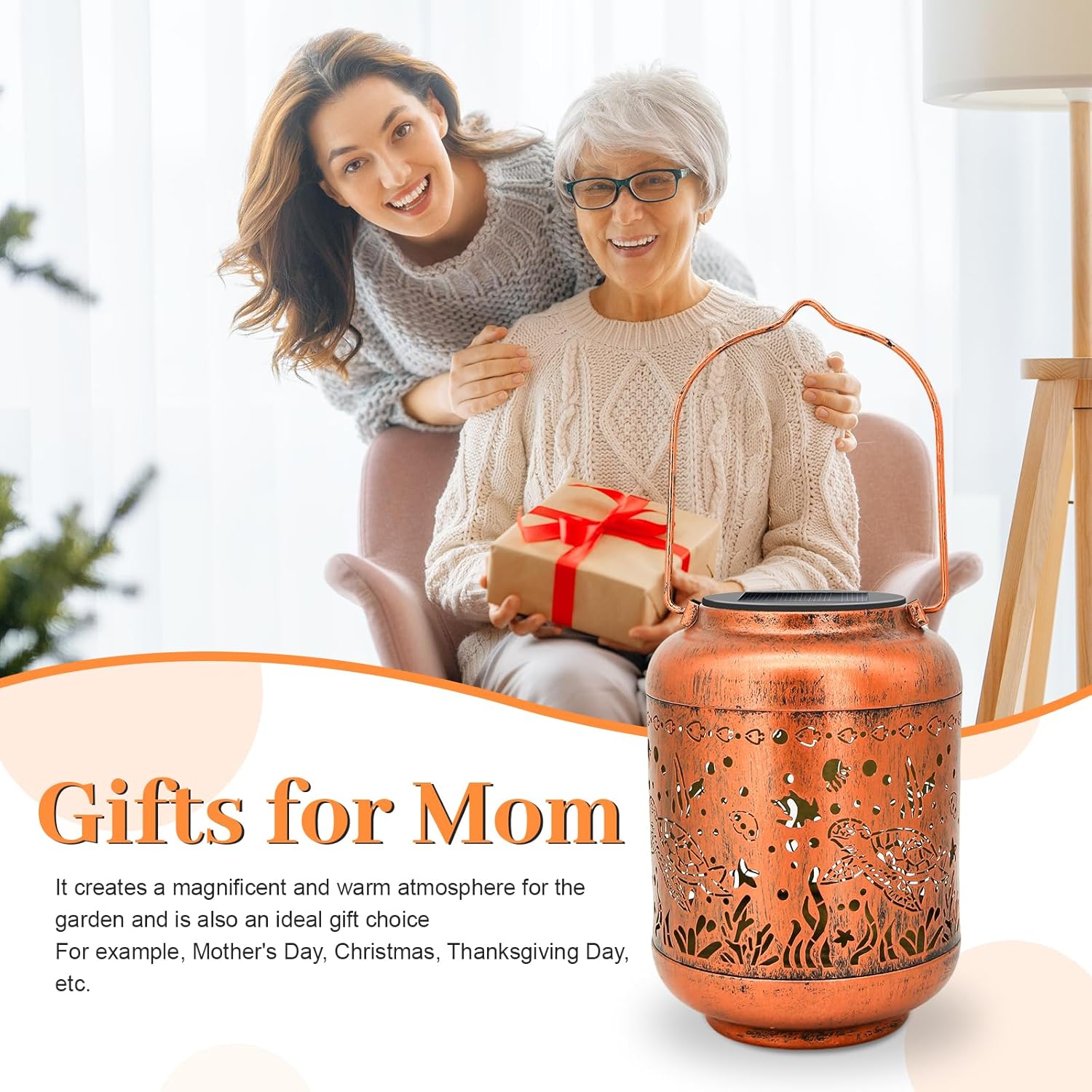 Solar Lanterns Outdoor Waterproof Sea Turtle Gifts for Garden Decor Gifts for Women Mom Grandma Hanging Metal Solar Lights Birthday Mothers Day Ornament Outside for Yard, Patio,Pathway - Image 2