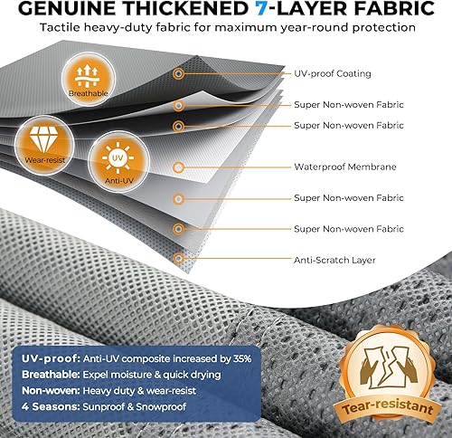 Vista 44 de RVMasking Funda para remolque de viaje de 20 a 22 pies, 7 capas extra gruesas, cubierta impermeable al viento para transportador de juguetes con 4