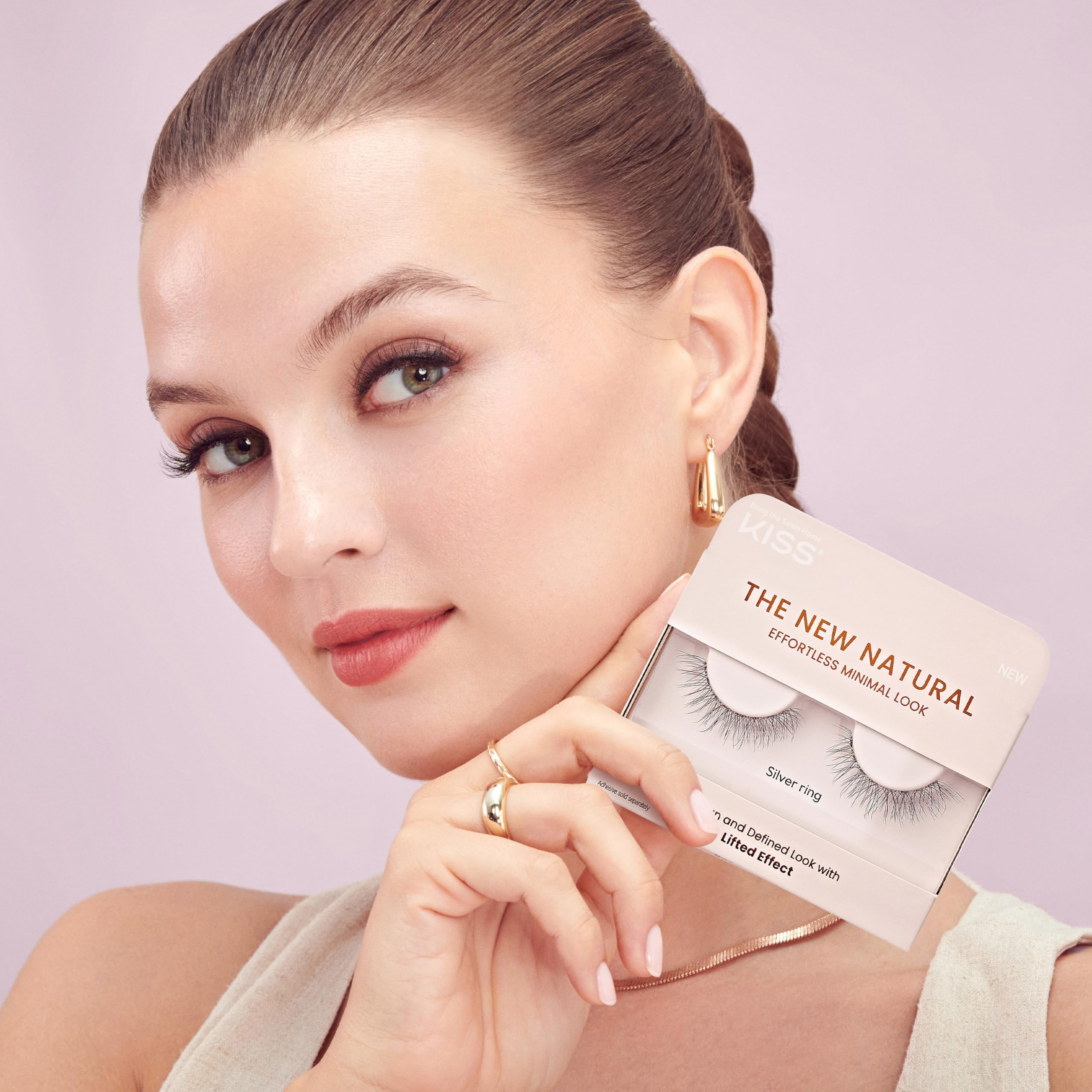 KISS sztuczne rzęsy THE NEW NATURAL - Silver Ring, 1 para rzęs, 1 klej