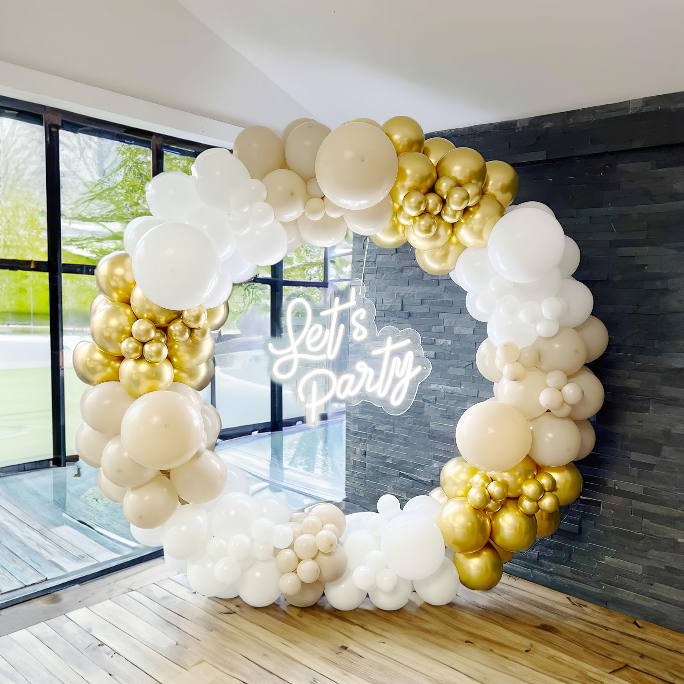 yeewakawhite and gold balloon garland arch kit 150pcs with retro white sand balloons for Wedding Birthday baby shower boho Party decorations