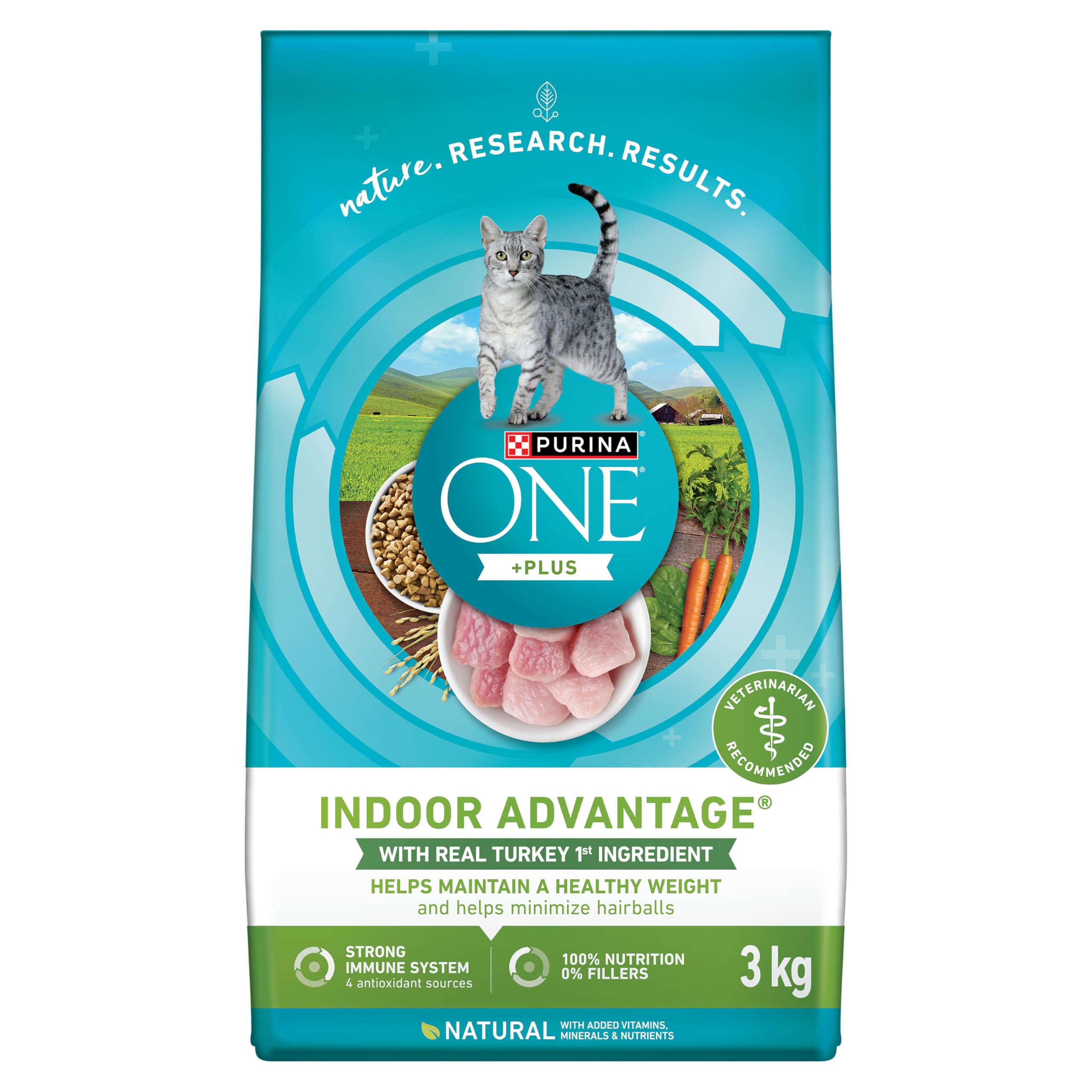 Purina ONE +Plus Dry Cat Food, Indoor Advantage Turkey - 3 kg Bag image 3