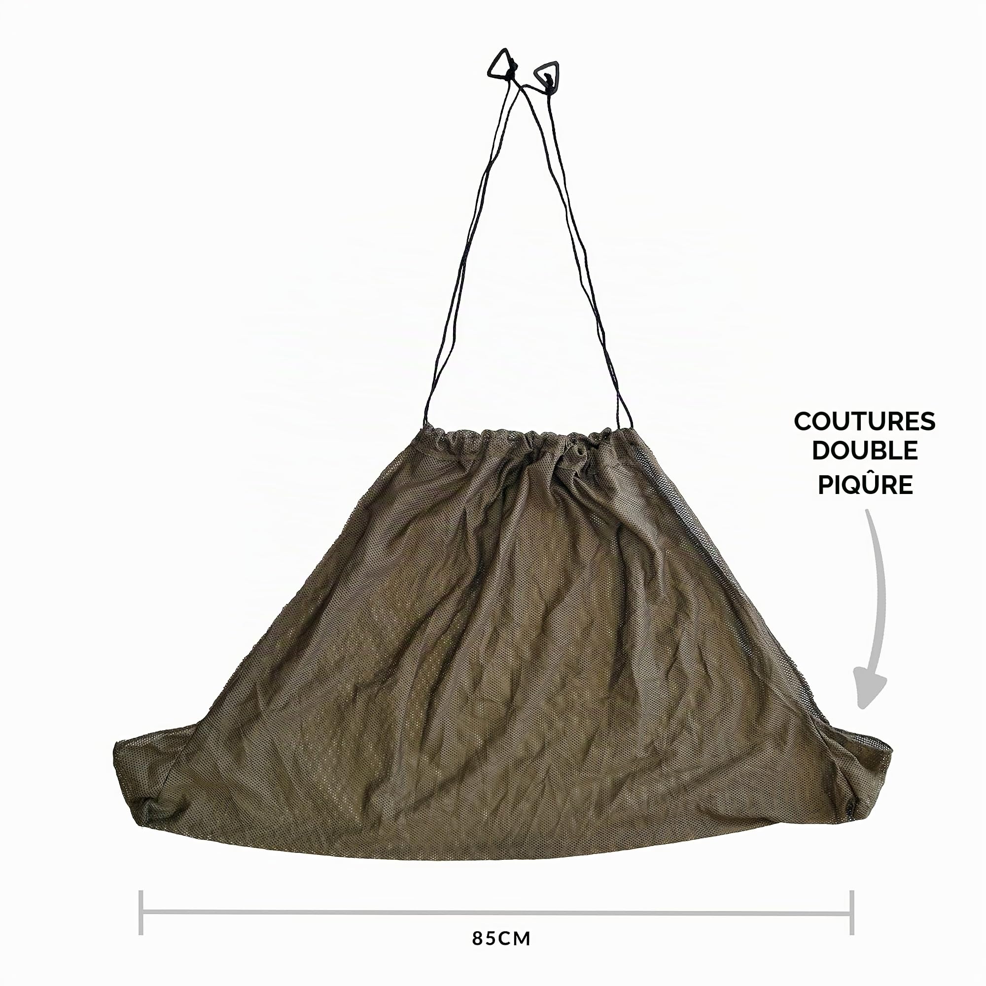 King Carp 27-00048 Sangle de pesage pour pêche en maille douce Vert 85 x 48 cm Avec sac de transport anti-odeurs
