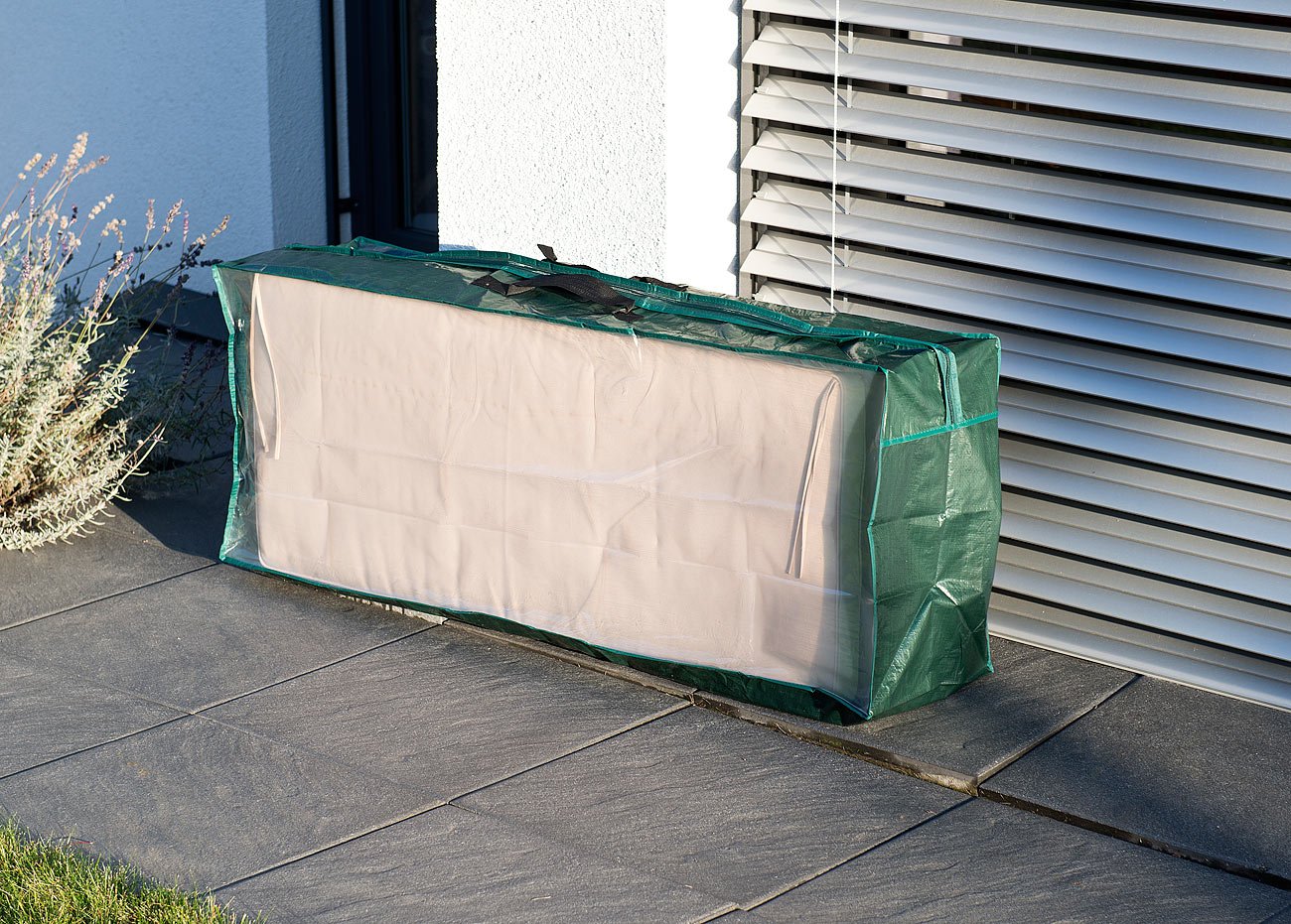 Royal Gardineer Aufbewahrungstasche: 2er-Set Taschen aus Gewebeplane für Gartenmöbel-Sitzkissen (Sitzauflagen Tasche, Gartenstuhl Sitzkissen Abdeckhaube, EIS)