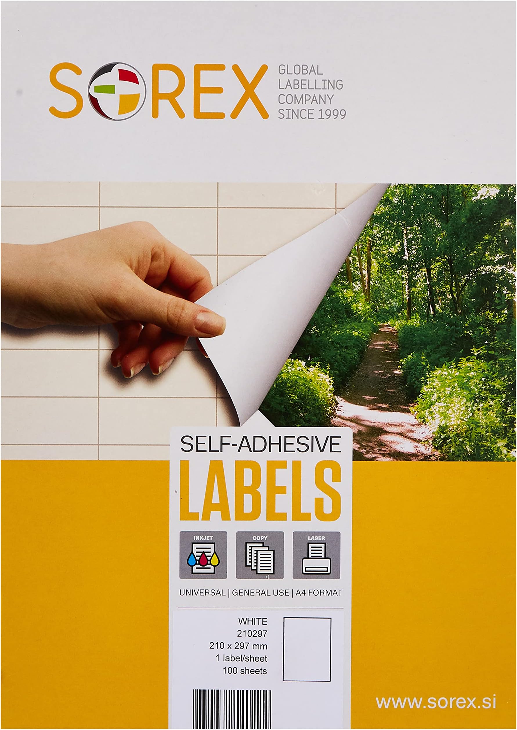 SOREX 143 210x297 mm Universal Self-Adhesive Labels For All Printers 100 Sheets Din A4 Premium Stickers, Strong Adhesive, Barcode, Address Labels, Cd And Dvd, White