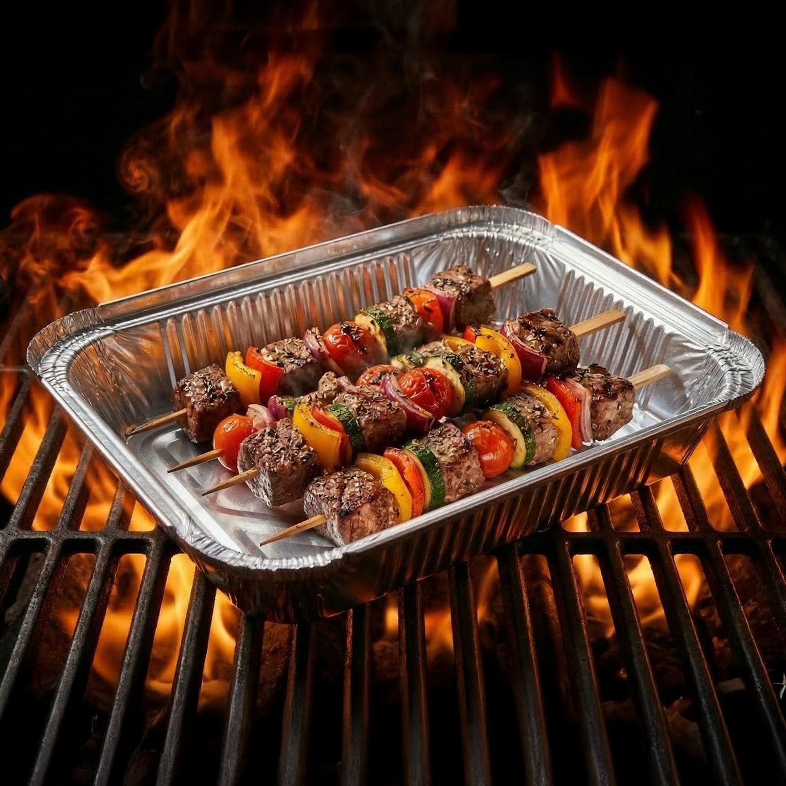 100er Set Aluschalen mit Deckel 700ml - Premium Alu Grillschalen & Einwegschalen - Ideal als Auflaufform mit Deckel für Backofen, BBQ Grill, Gefrierschrank & Batch Cooking