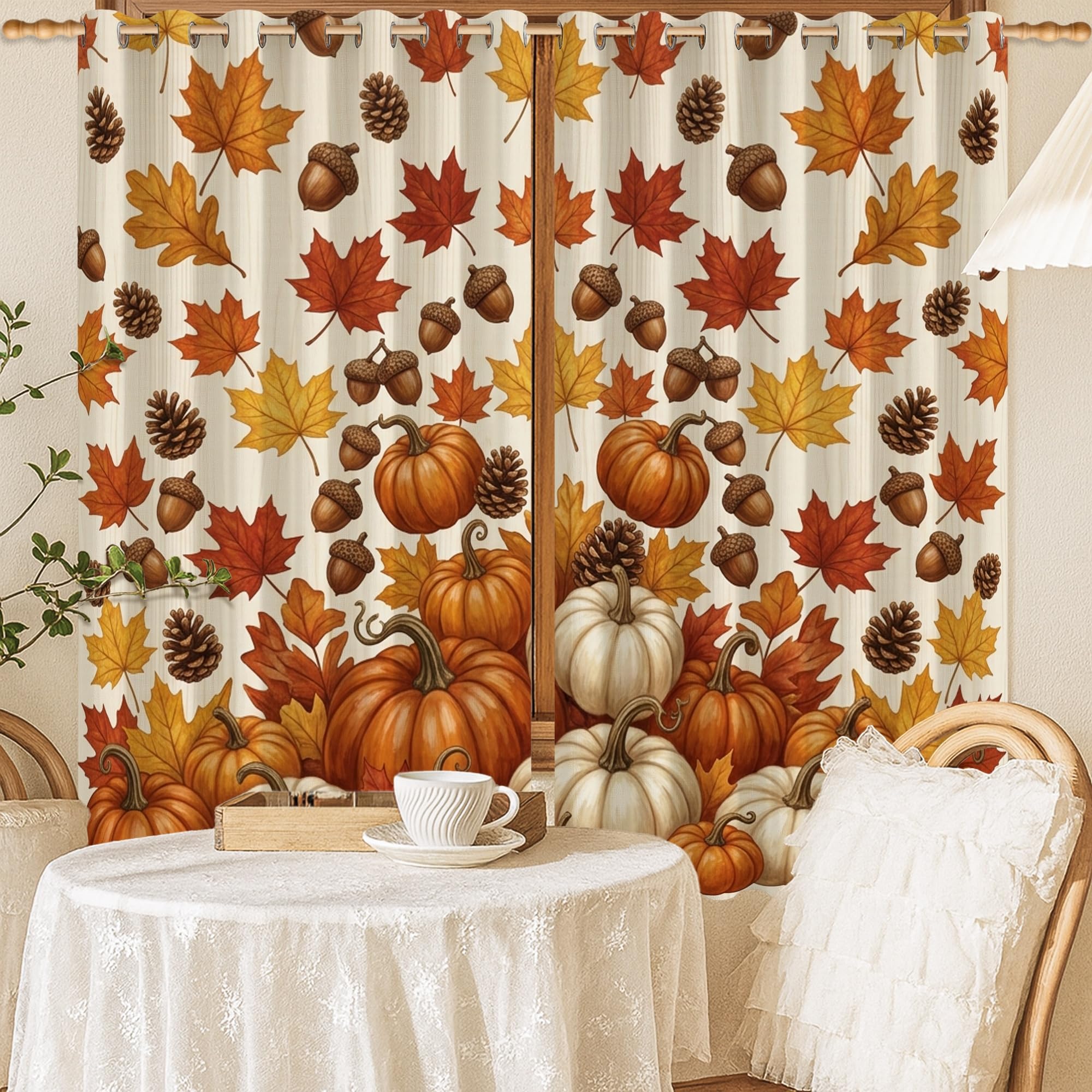 Rideaux occultants citrouilles décorent la chambre d'enfant pour l'automne 132x137cm