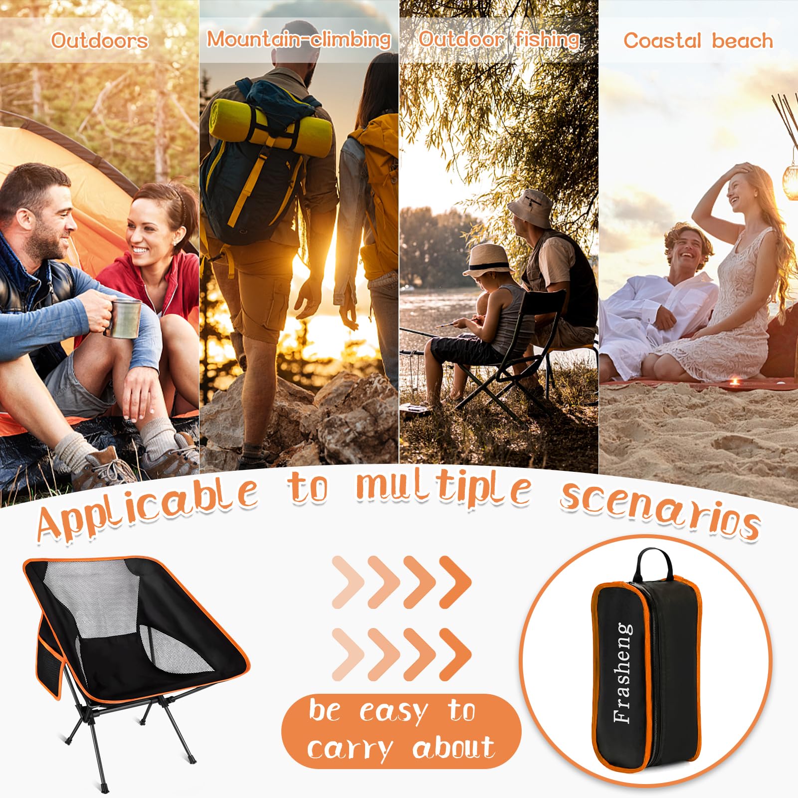 Campingsthle Decathlon Ultraleichter Campingstuhl Faltbar  Angelstuhl &  Outdoor Klappstuhl Mit Tragetasche, Orange-schwarz