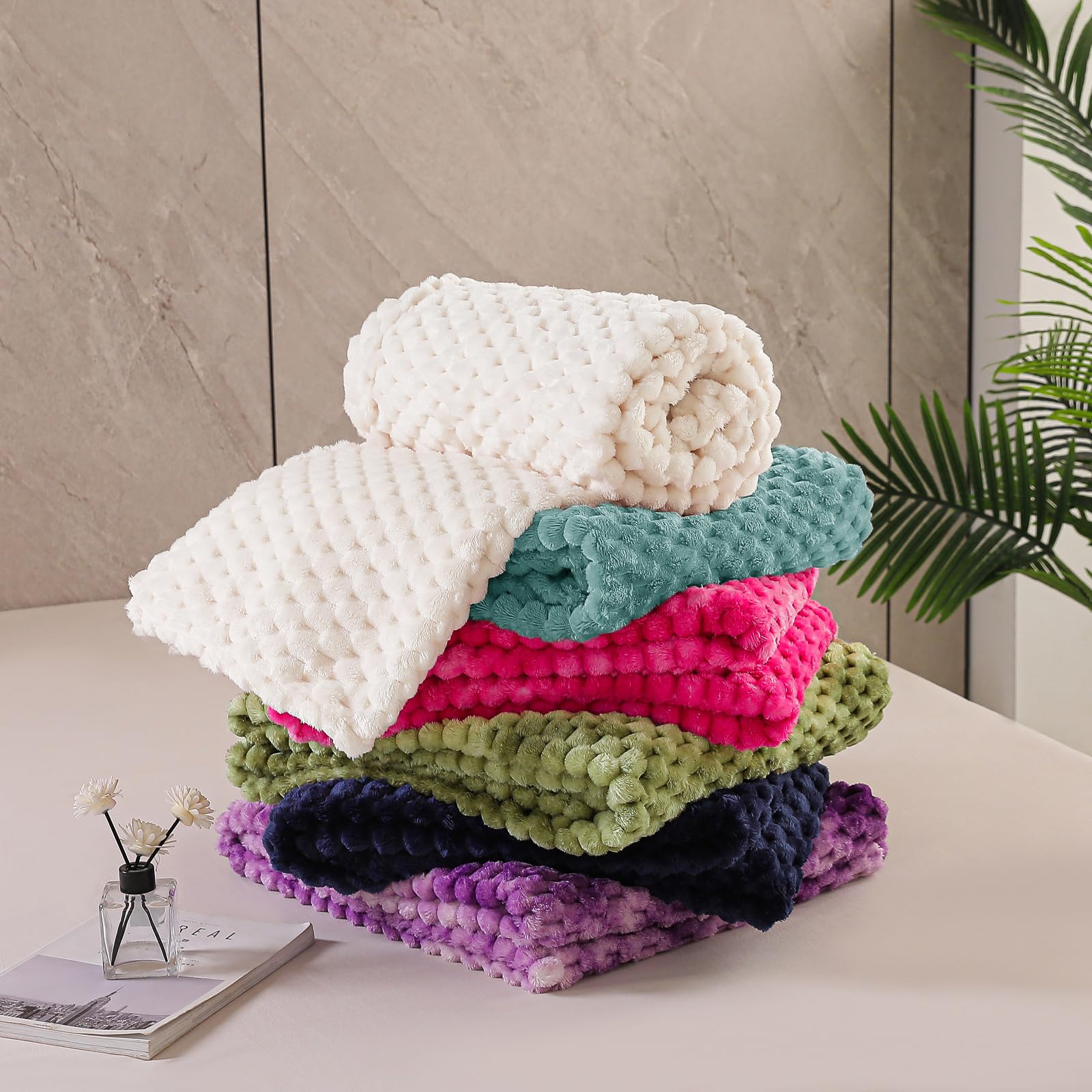Exclusivo Mezcla Koc polarowy flanelowy w rozmiarze queen, 230 x 230 cm, stylowy żakardowy, aksamitny pluszowy koc na łóżko, przytulny, ciepły, lekki i dekoracyjny koc do kawy