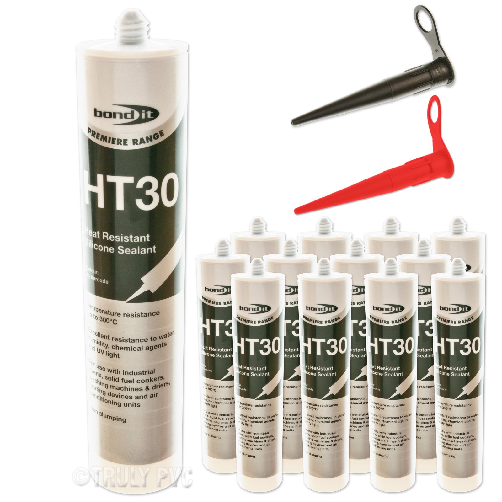 Truly Pvc Supplies Black 12 X Bond-It Ht30 High Temperature Silicone Sealant - Eu3 310Ml Cartridge