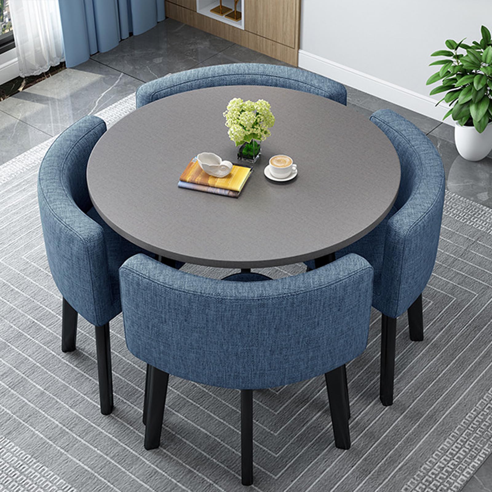 Table de conférence Ronde pour Petits espaces, Ensemble de mobilier de Bureau avec chaises, Design Moderne et épuré pour salles de réunion et espaces de Travail collaboratifs