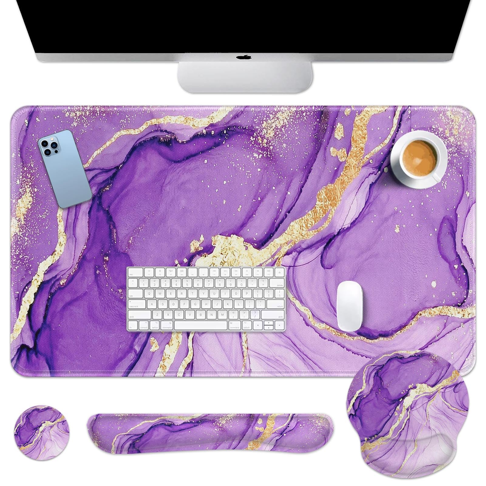 Cute Keyboard Mouse Pad Set - 4-in-1 Desk Mat -13
