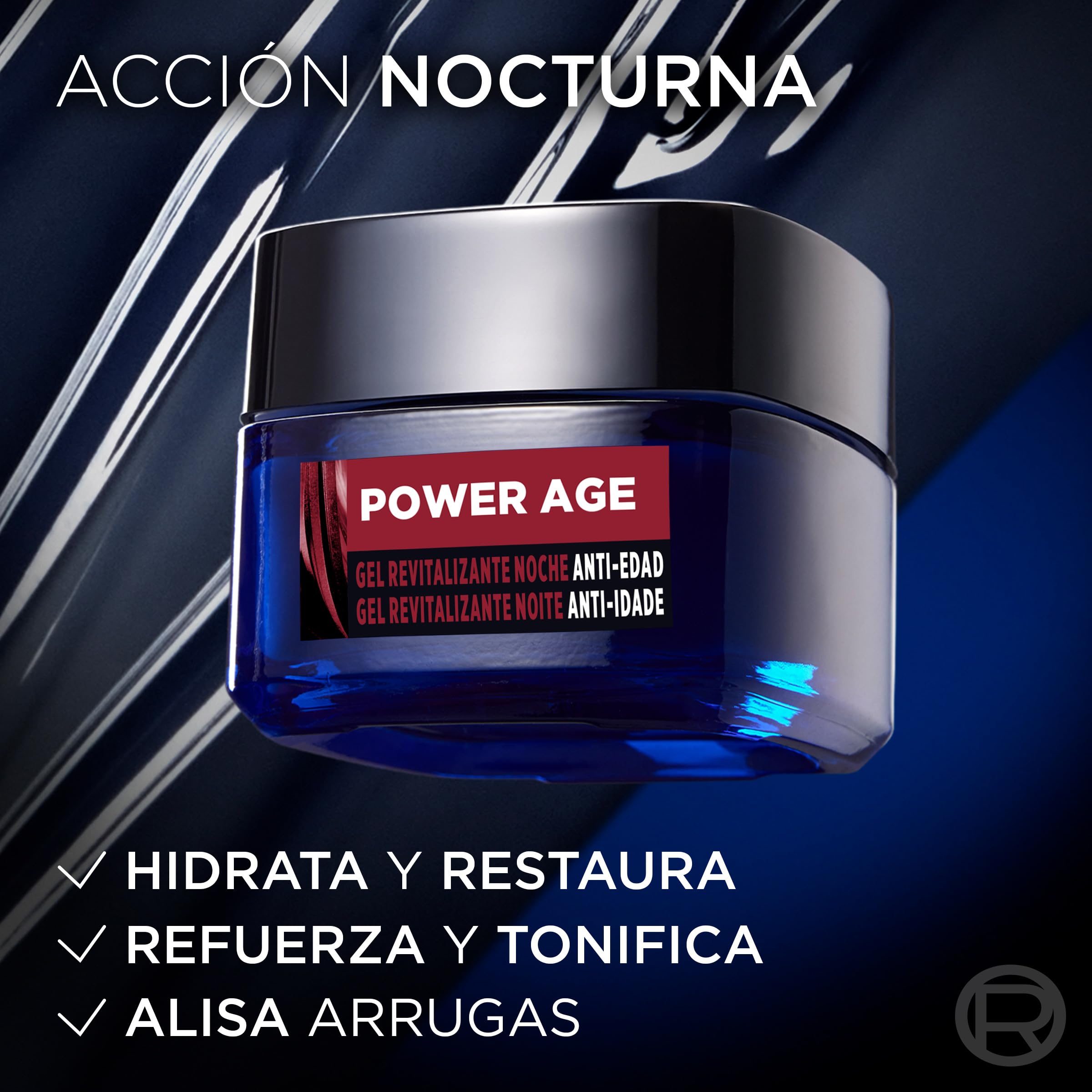 L'Oréal Men Expert Power Age Męski żel rewitalizujący na noc przeciw starzeniu się i przeciw zmarszczkom, wzmocniony kwasem hialuronowym