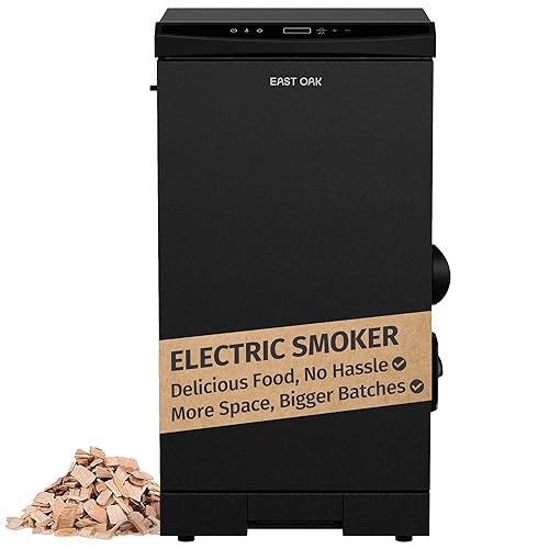 EAST OAK 30-inch Electric Smoker, Outdoor Smoker with Convenient Side Wood Chip Loader, 725 Sq Inches of Cooking, Digital Control and 4 Removable Racks for Outdoor Kitchen, BBQ, Backyard, Black - 30" Smoker, Black