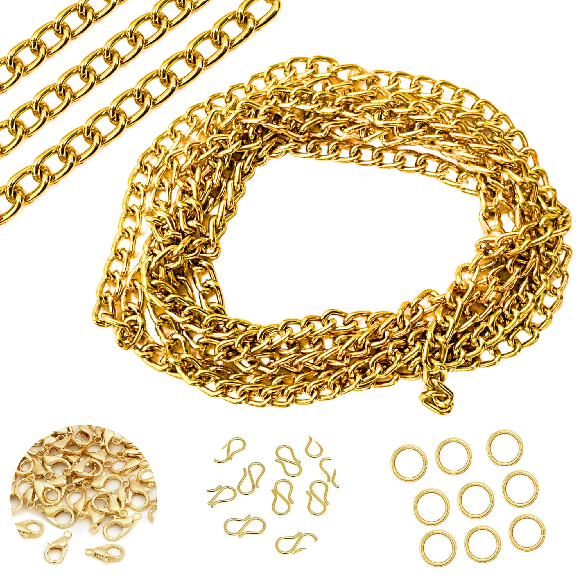 5 Meter Gold Plated Metal Chain for Jewelry Making with 20 pcs Lobster jumpring s-Hook Width 5mm Link Chain for Necklace Bracelet Earrings DIY Craft Supplies Earring DIY Projects-image-34