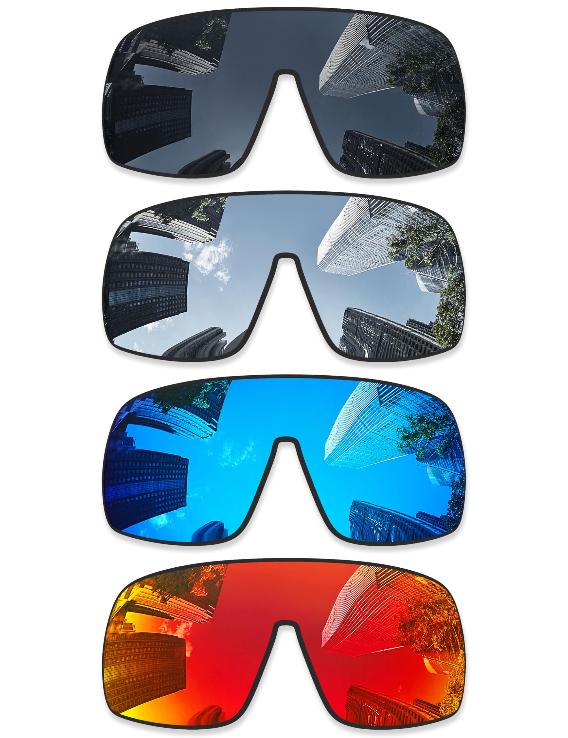 Lentes de repuesto para gafas de sol Oakley Sutro S OO9462, color negro + titanio plateado + azul hielo + rojo fuego