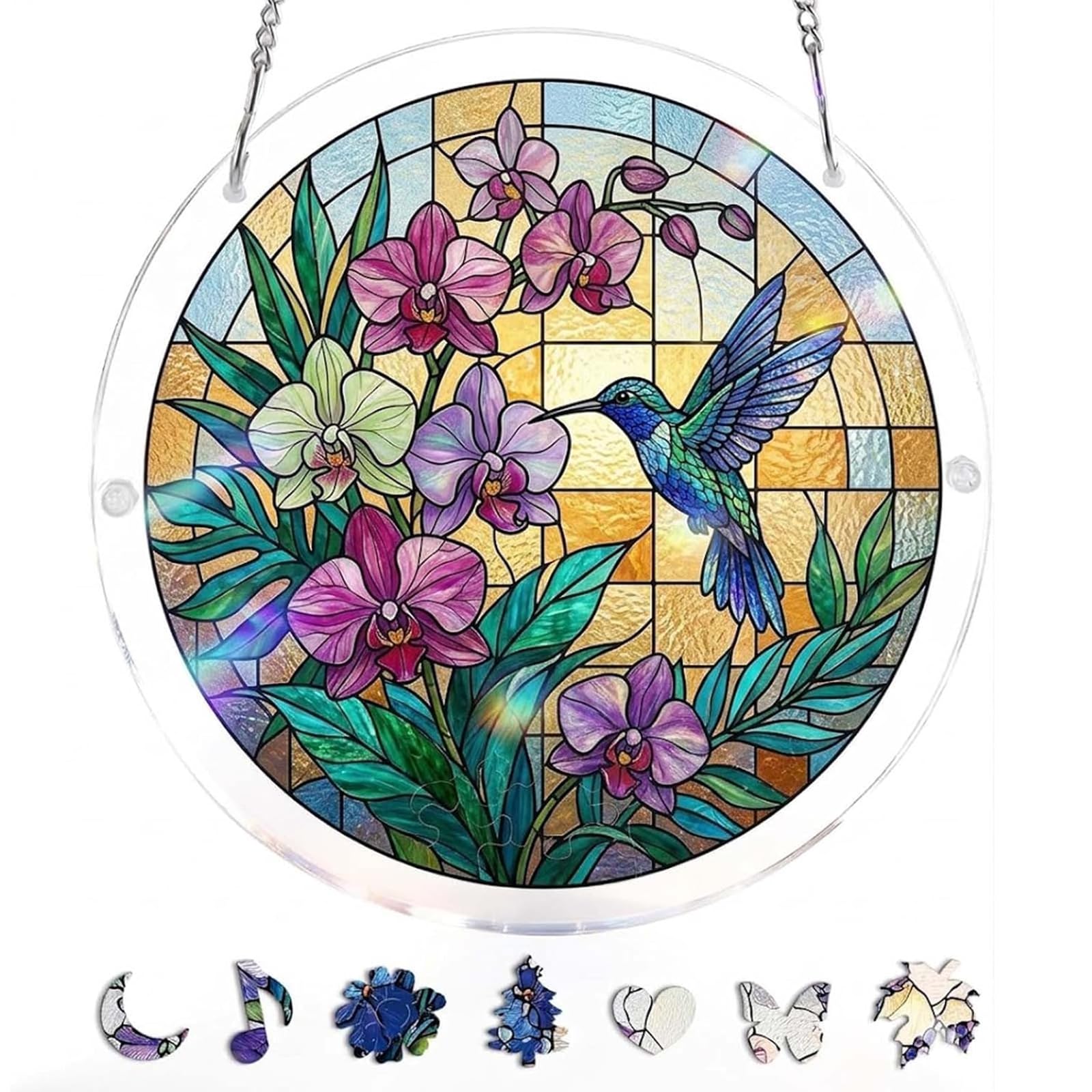 Acrylic Puzzles Suncatcher Window Hanging, Acrylic Jigsaw Puzzle Sun Catchers Moonlit Riverscape Decor Crafts for Living Room Bedroom Summer Balcony Decor