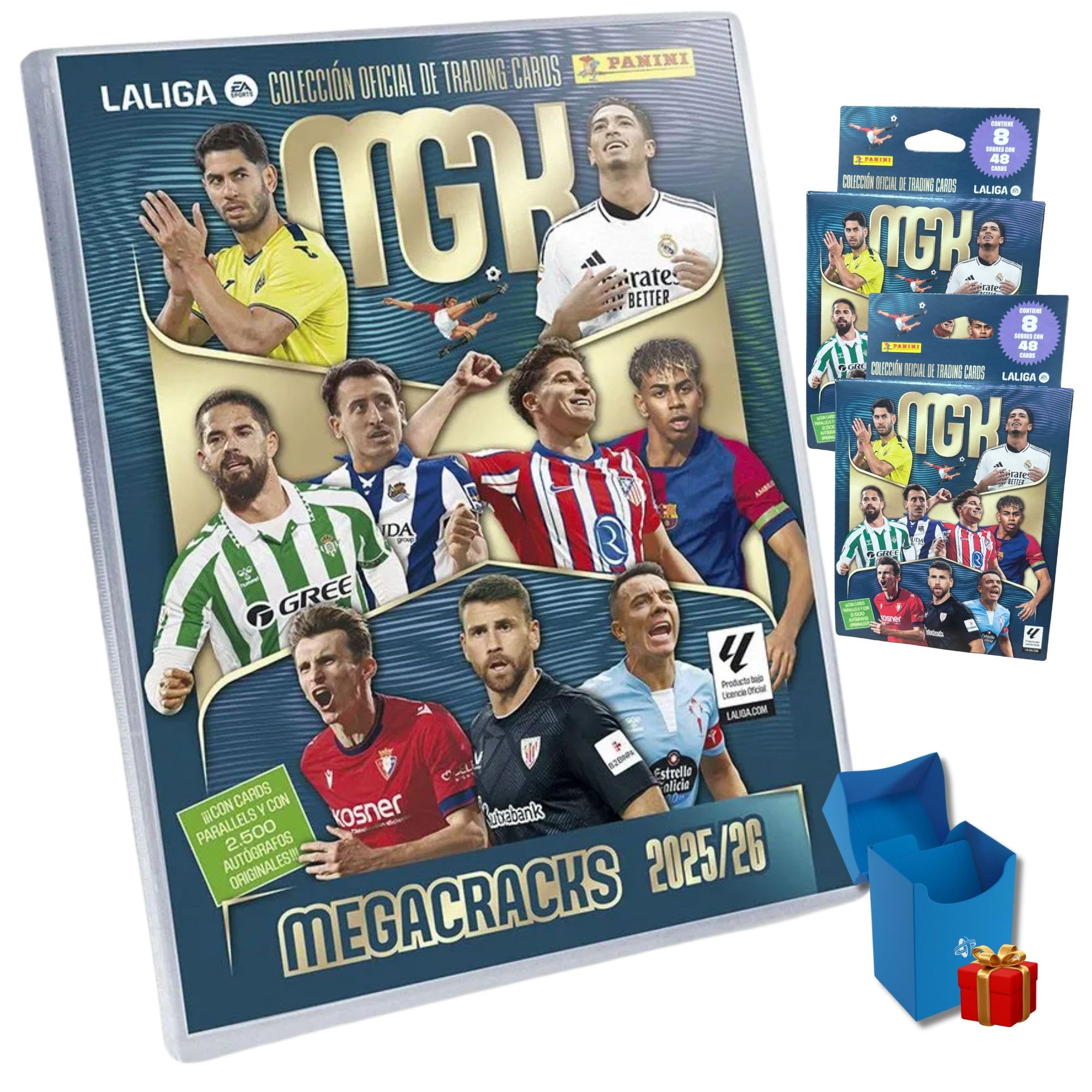 Panini Pack Cromos Megacracks 2025 2026 con Álbum y Sobres, (No Cromos Eurocopa 2024 ni Adrenalyn), Lamine Yamal, Regalo Caja para Repetidas - LaLiga Ea Sports Oficial (MegaCracks+16)