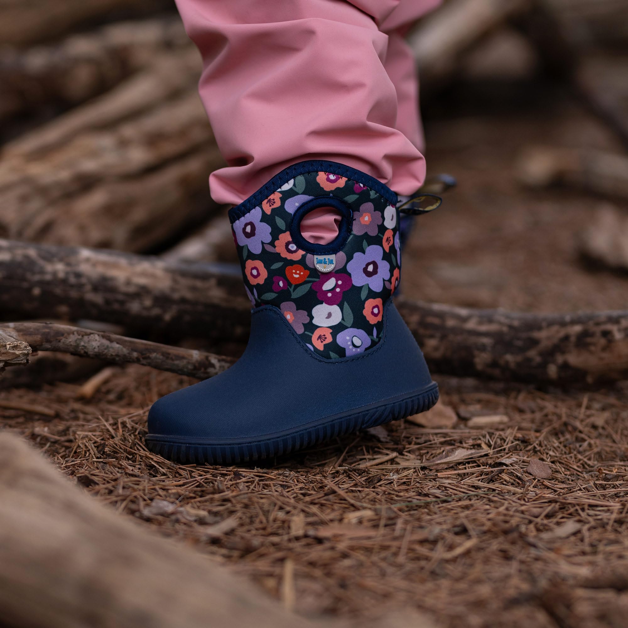 Jan & Jul Wasserdichte Mädchenstiefel mit Sherpa-Fleece-Futter (Winterblumen, EU Größe 31)