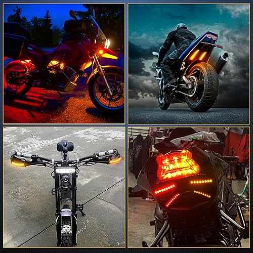 Miniatura 7 de Nilight 2 tiras de luz LED de 5 pulgadas para motocicleta, luz trasera de señal de giro amarillo ámbar, adhesivo flexible para curva, ajuste