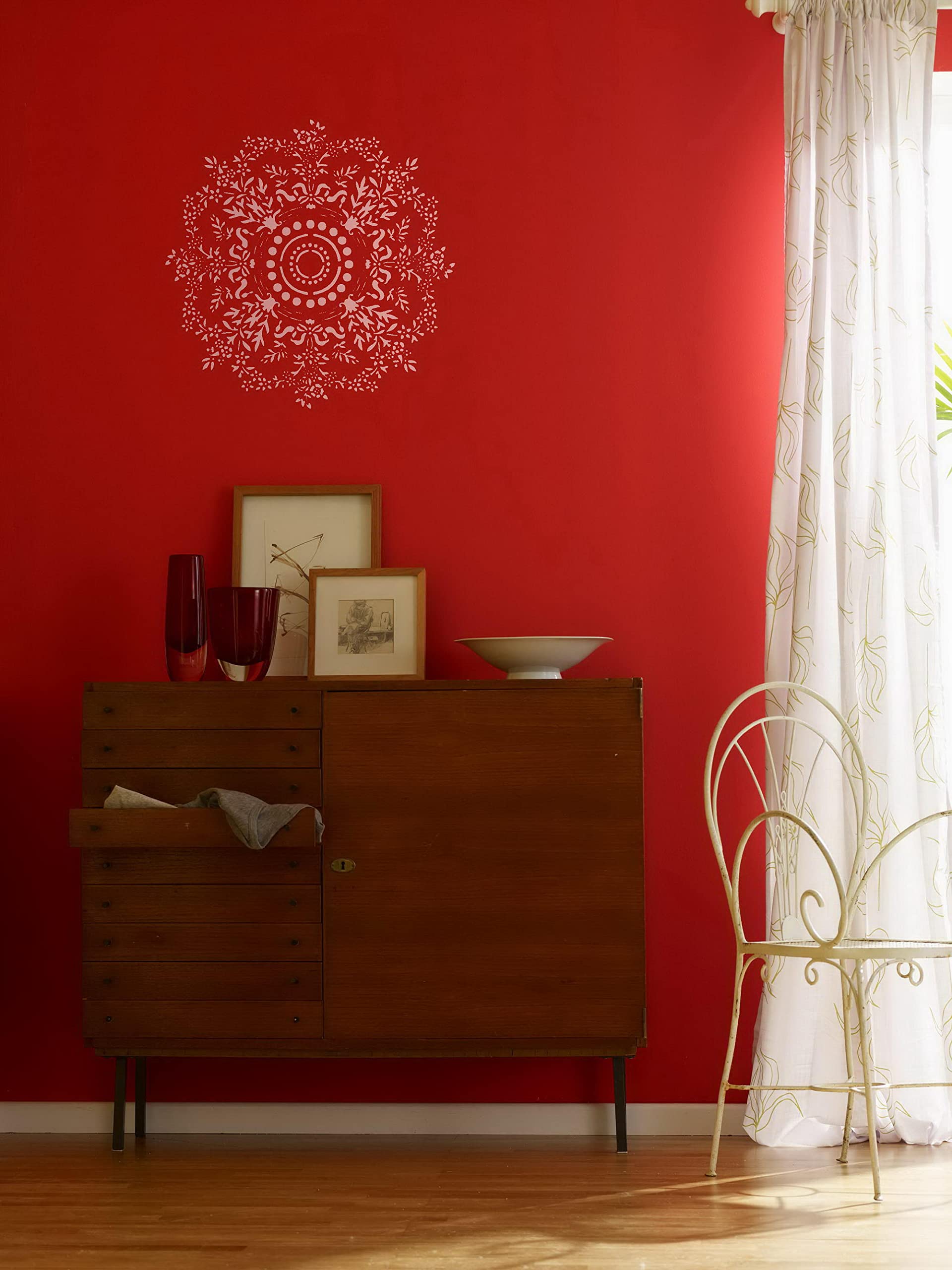Pochoir mandala pour peinture murale, différentes tailles, modèle de décoration en plastique réutilisable (805, L)