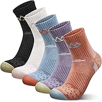innotree Women's Merino Wool Hiking Socks - 5 Pairs Quarter Ankle, Cushioned, Moisture Wicking, Anti-Blister, Thermal Comfort