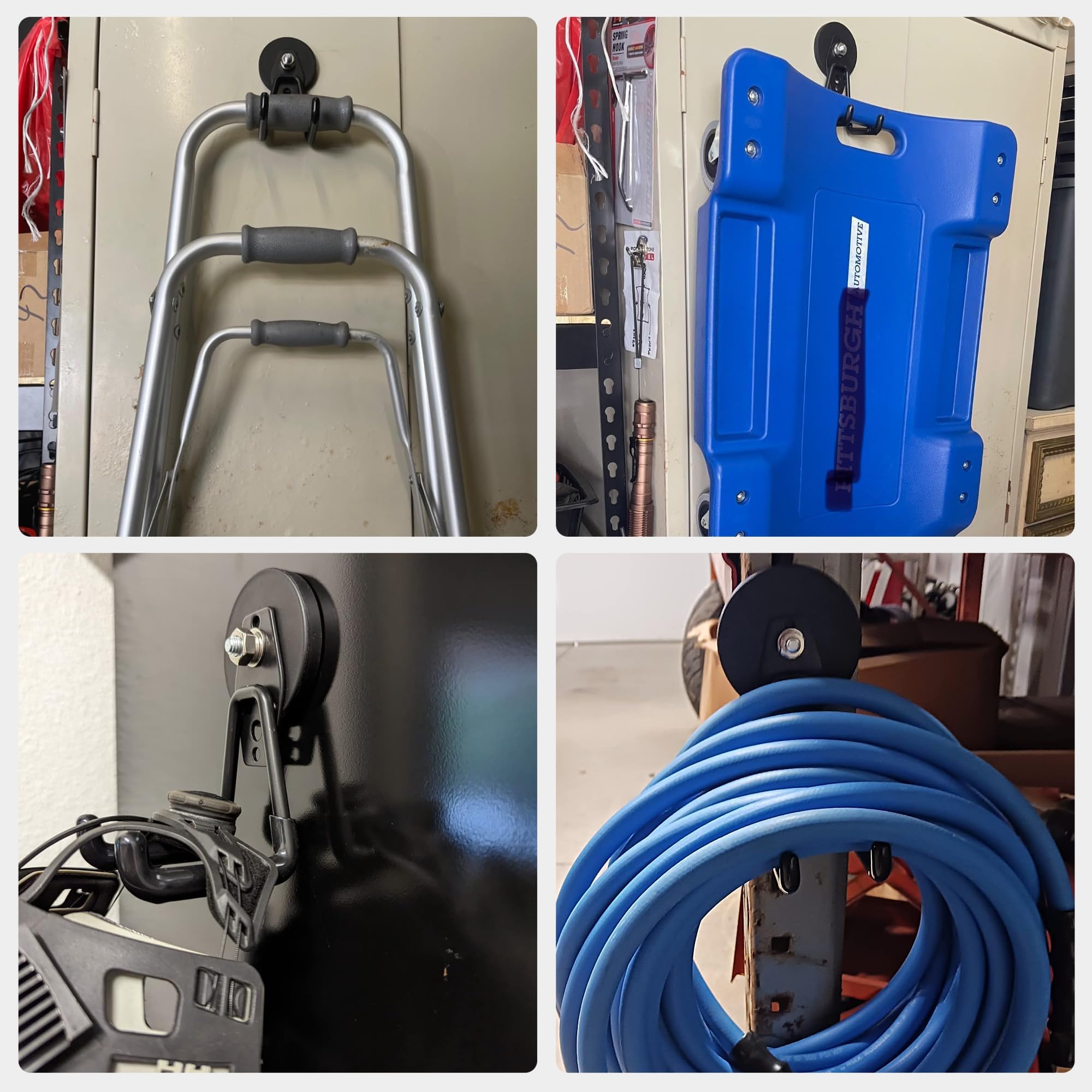 MUTUACTOR Potentes ganchos magnéticos, resistentes y antideslizantes para organizar herramientas de garaje, taladro eléctrico, acero inoxidable y PVC, 4 unidades