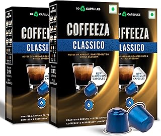 COFFEEZA Classico Aluminium Coffee Capsules, Intensity - 6 |100% Arabica | Nespresso Compatible Coffee Pods | Box of 3 (30 Capsules),260 G
