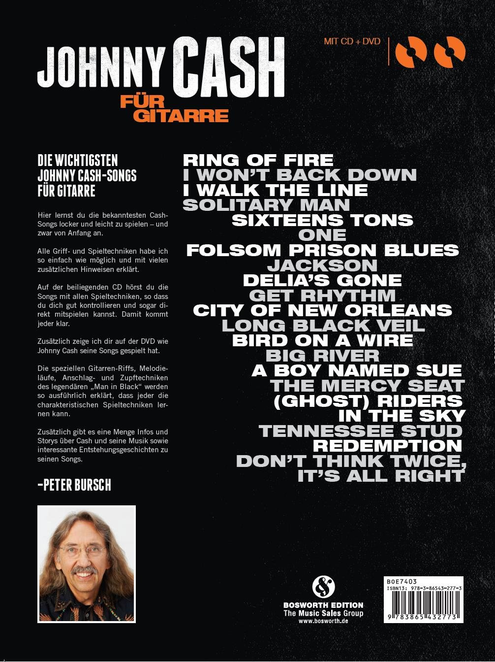 Johnny Cash für Gitarre | Songbook mit 20 klassischen Songs für Anfänger | TAB + Akkorde | Inklusive CD/DVD | Country-Liederbuch | Notenbuch für Gitarrenstunden und Techniken: German Edition