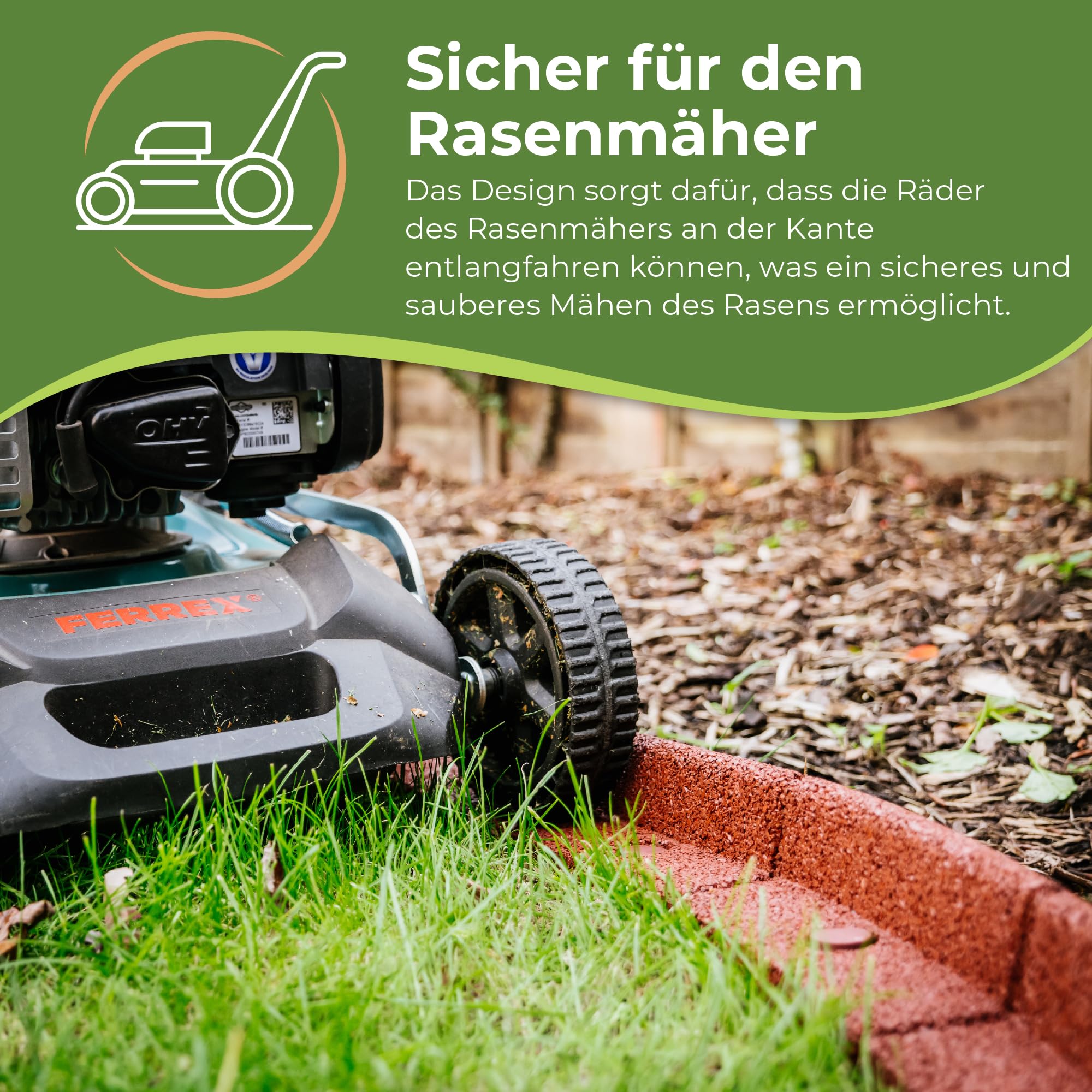 EcoShape FlexiBorder - Flexibel Rasenkante - Beeteinfassung für Rasenflächen - Wege - Erhöhte Begrenzungen - Kunstrasen (6 x 1 Meter, Grau)