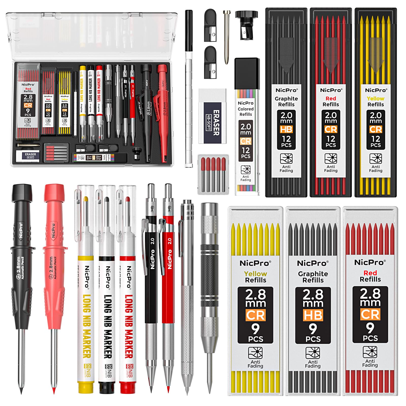 Nicpro 24PCS CP3000 Carpenter Pencil Set