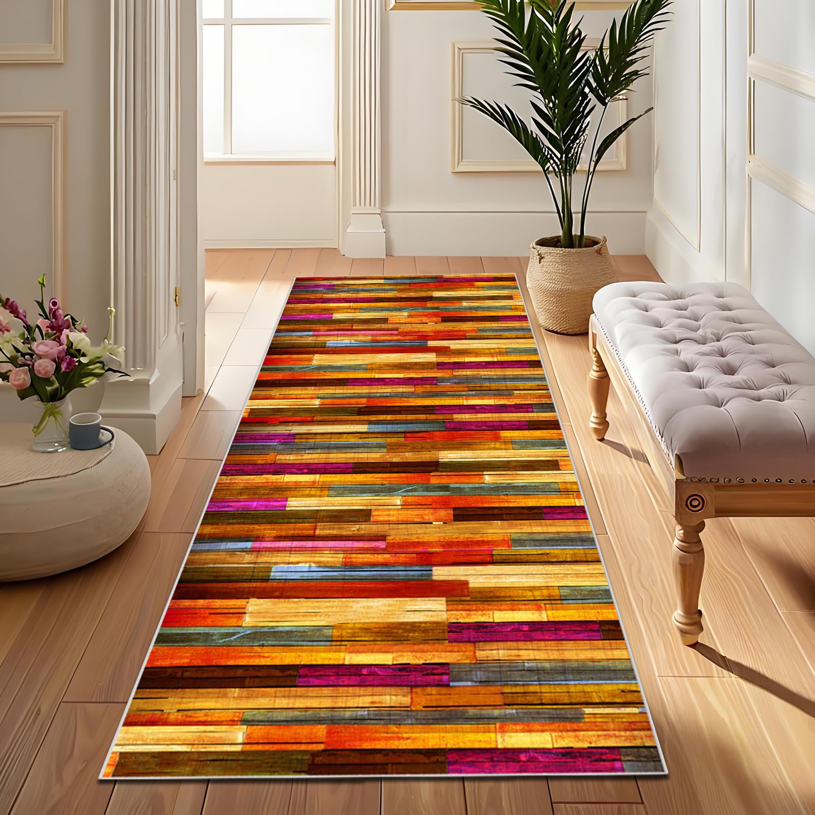 Tapis de Cuisine Long Tapis de Passage Lavable en Machine Antidérapant 50 x 220 cm Tapis de Couloir Absorbant Tapis de Sol pour Couloir Cuisine Devant Evier Salle à Manger Buanderie Chambre