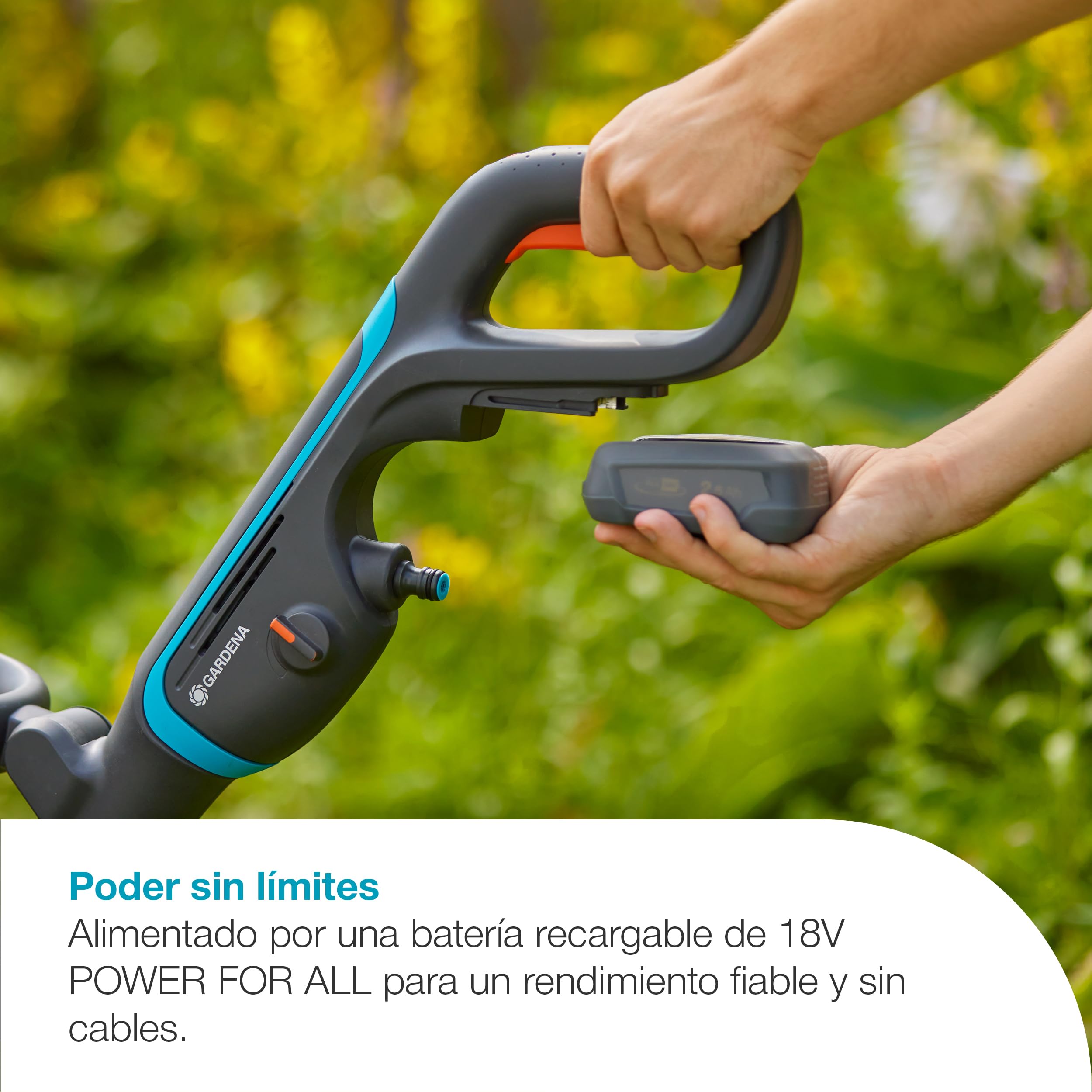 Gardena Multi limpiador AquaBrush Universal a batería 04/18V P4A Set listo para usar: Exterior, Superficie universal, Cepillo de perfilado, Funcionamiento con un solo toque, Sin cable (14842-20)