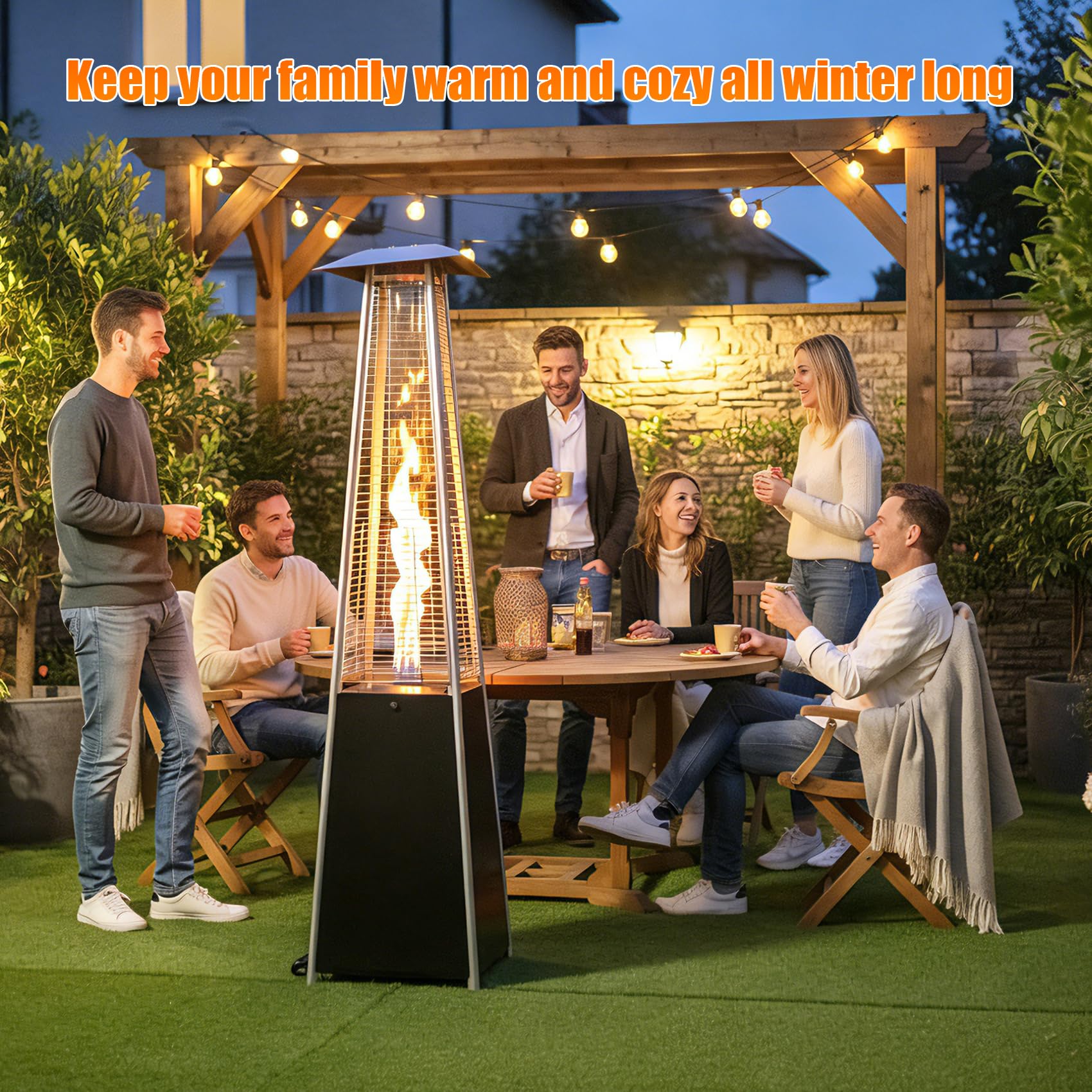 Onlyfire Tubo in Vetro Borosilicato per Riscaldatore da Esterno a Piramide a 4 Lati, Tubo di Vetro di Ricambio Resistente alle Alte Temperature per Riscaldatori a Gas da Esterno, 125cm x 10cm
