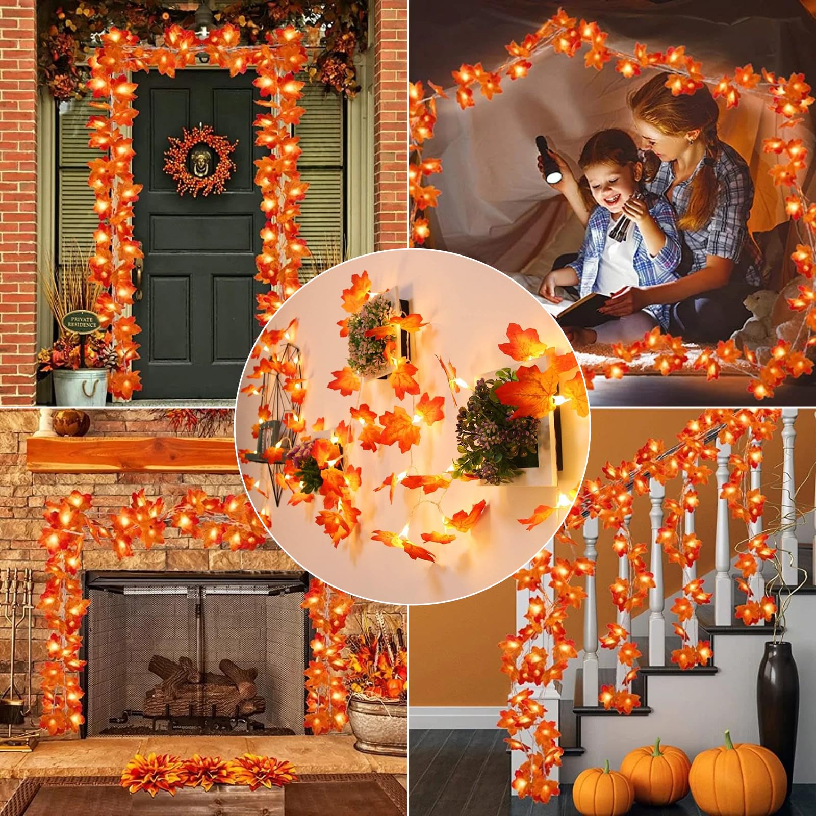 Gcstnn Herbst Lichterkette - 3m Ahornblätter Girlande Mit Timer Batteriebetrieben