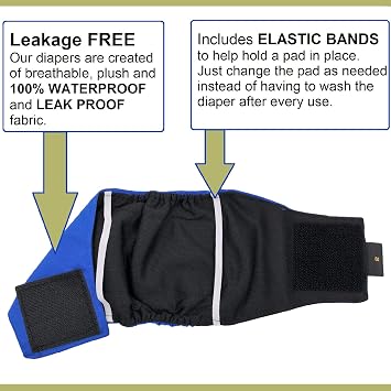 Pack of 3 Male Dog Diapers Waterproof Leak Proof Belly Band Wrap Washable for Small, Medium and Large Pets (XS: Waist 7 - 10)