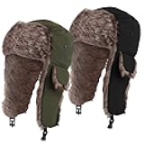 Unisex Winter Trapper Hat with Faux Fur Ear Flaps - Ushanka Hat for Men - Outdoor Skiing & Hunting