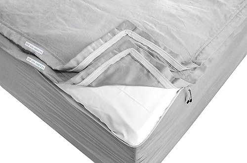 Miniatura 15 de Sábana bajera con cremallera, incluye 2 sábanas con cremallera y 1 base de sábana bajera, hasta 16 pulgadas de profundidad, tamaño Queen, con