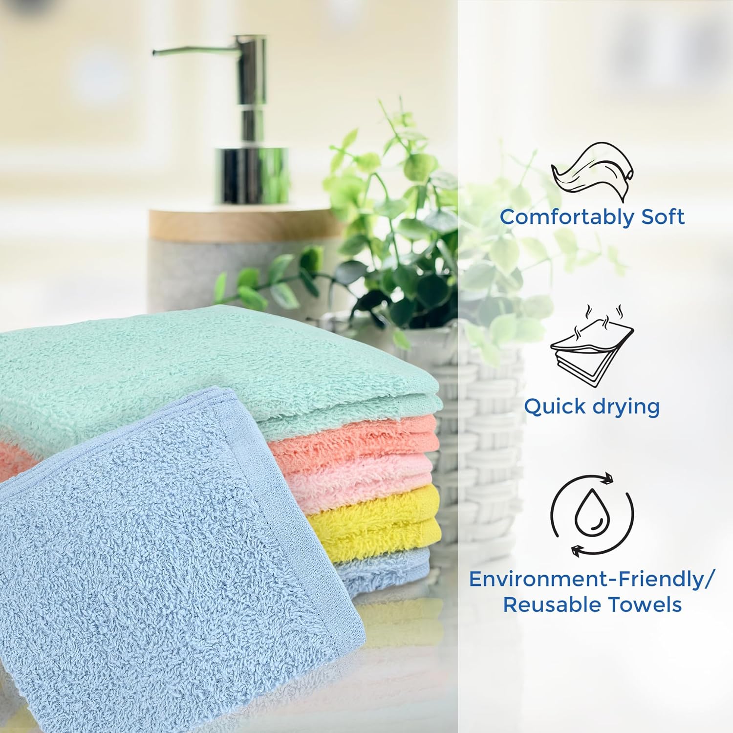 Crystal Ridge Cotton Wash Cloths 24 Pack - Washcloths for Showering, Face and Body, Soft and Highly Absorbent Multipurpose Towels for Bathroom, Kitchen, Spa and Gym - Wash Rags 12 x12 (Lt Pink)